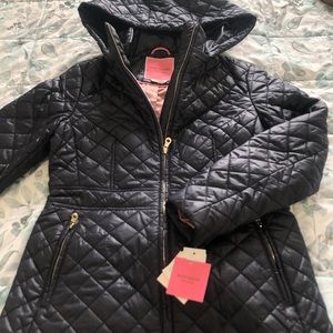 NWT Navy kate spade quilted hooded jacket